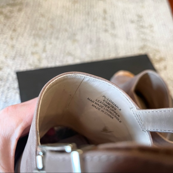 BCBG Loriah Taupe Cork Heel Sandal - Picture 8 of 14
